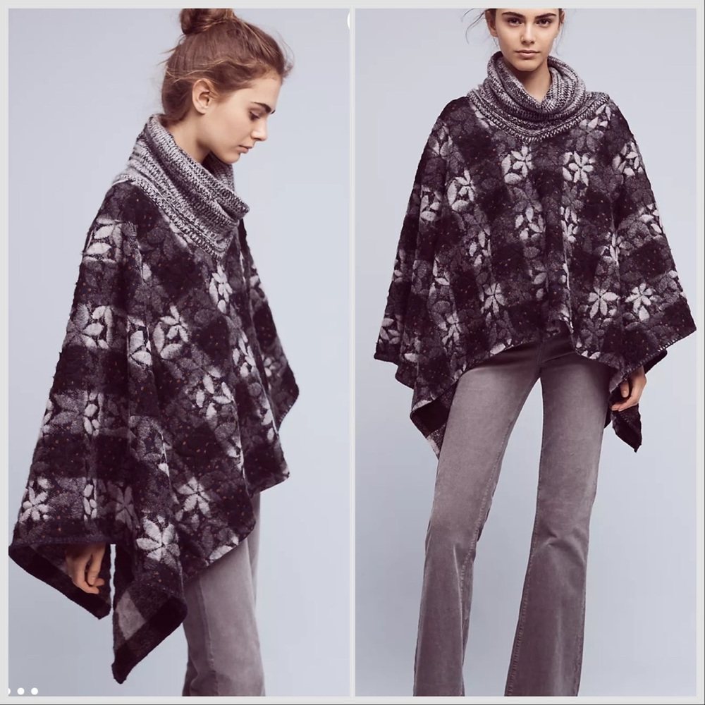 Anthropologie WINTERTIDE wool blend poncho, one size.